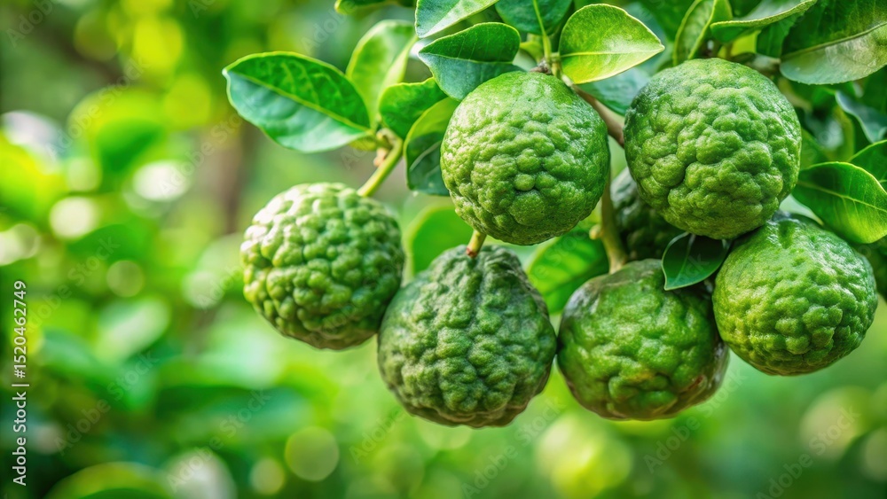 Fototapeta premium Bergamot tree branches with fruit , green, green, green, green, tree, tree, leafy, flower, orange, orange, branch, citrus