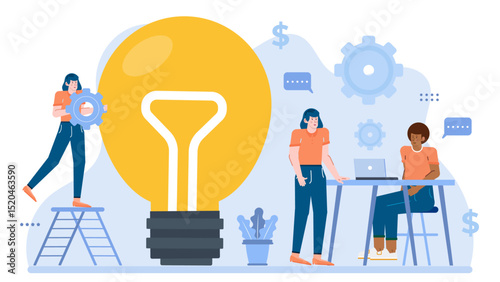 Three people collaborating creatively on a project, brainstorming and discussing ideas, perfect for teamwork or business concepts.