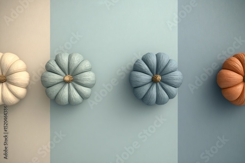 Colorful Decorative Pumpkins for Autumn Decoration Studio Photography Indoor Aesthetic Appeal
