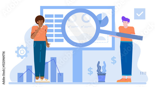 Perfect for financial analysis concepts, business reports, data interpretation visuals, team collaboration, market research discussions, and corporate presentations.