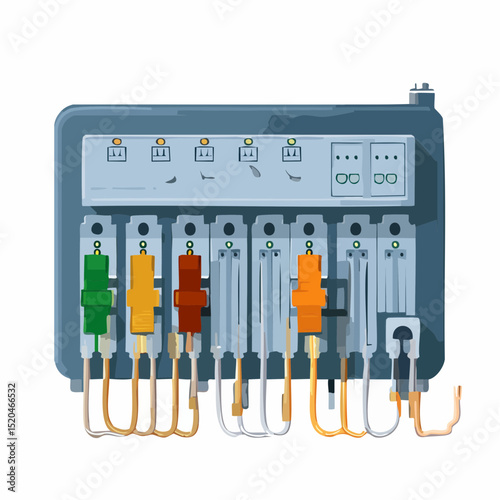 Electrical Panel Illustration Detailed Circuit Breaker Box Graphic