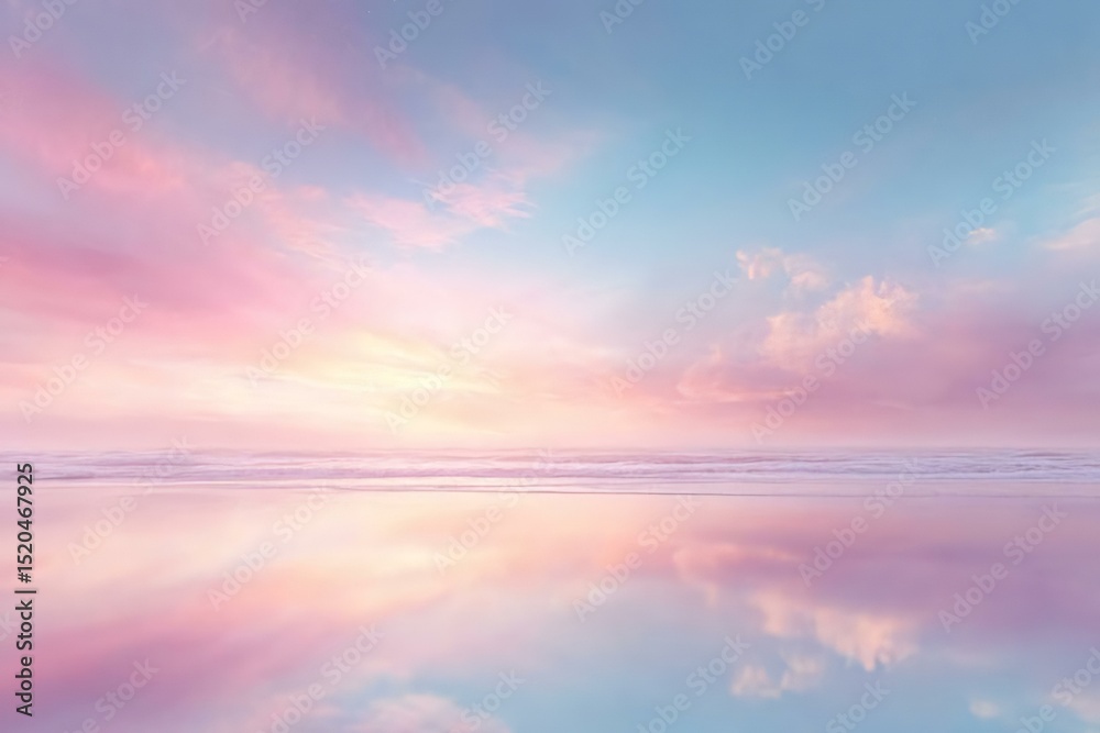 Fototapeta premium Tranquil Sunset Over Calm Waters with Soft Pink and Blue Hues