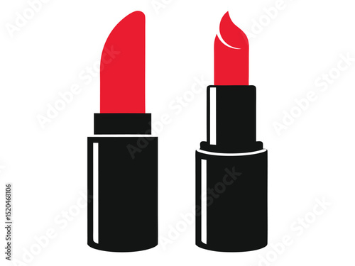 Vector illustration of two red lipsticks against a white background highlighting beauty and cosmetics.