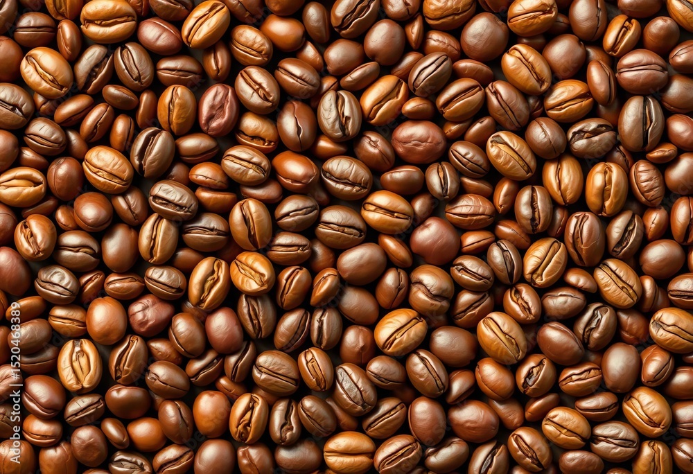 Fototapeta premium Stylized coffee bean vector icons arranged in a dynamic pattern, pattern, element