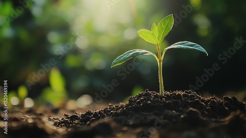 Wallpaper Mural Young seedling growing in dirt close up - works well for marketing materials Torontodigital.ca