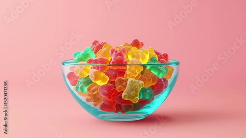 Adorable gummy bears in a colorful bowl, fun and sweet