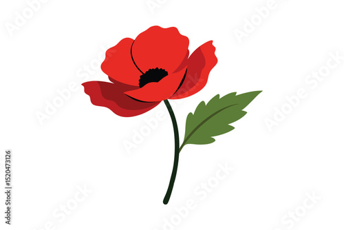 Red poppy flower icon vector illustration on white background