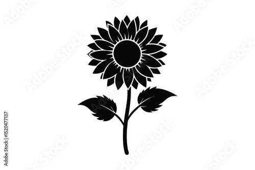 Black sunflower silhouette vector illustration