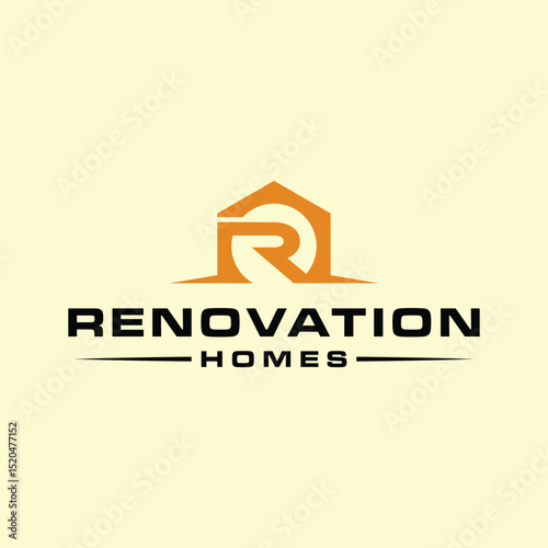 letter R home concept logo design vector template