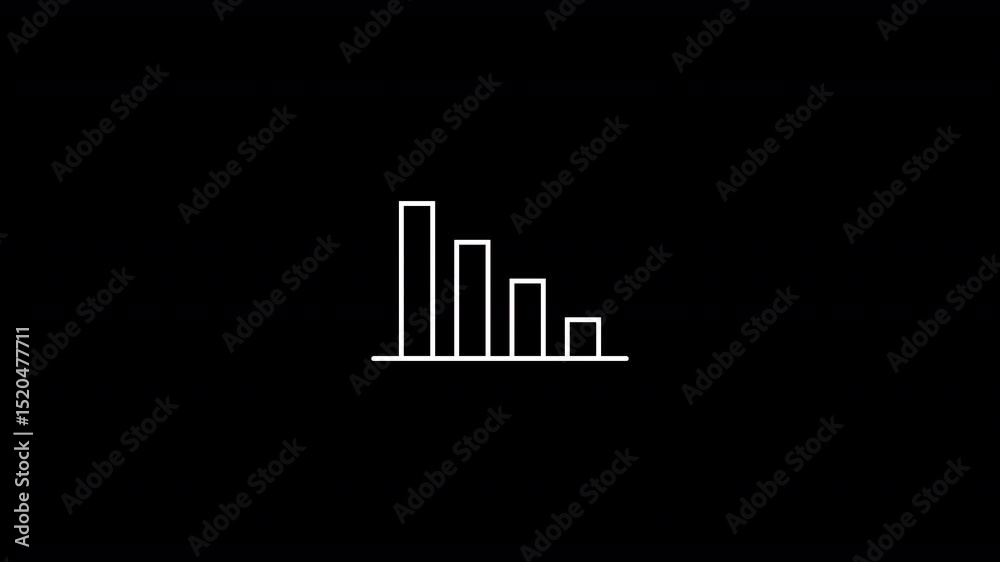 Animated Decline Bar Chart with Four Descending Bars on Transparent Background Animated Decline Bar Chart with Four Descending Bars on Transparent Background