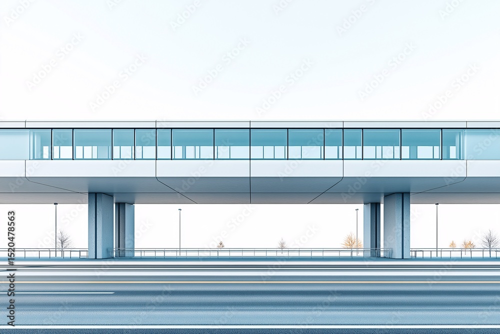Fototapeta premium Modern Urban Bridge Architecture. Aerial Views of a Minimalistic State-of-the-Art Suspension Highway