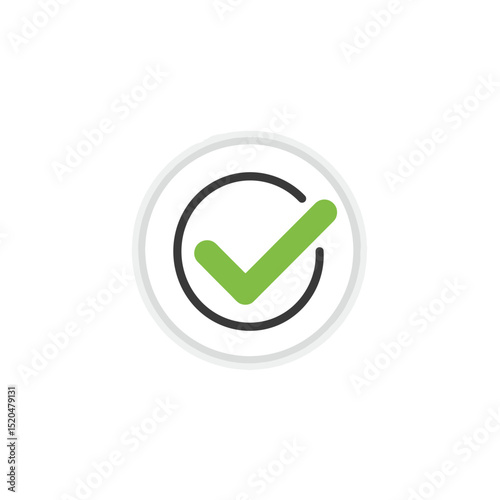 Green Check Mark Icon in Circle - Confirmation Symbol