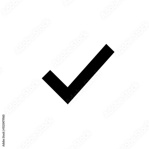 Simple Black Check Mark Isolated on White Background