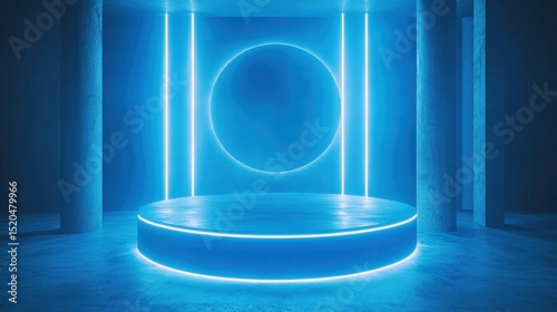 Neon Blue Circle Stage