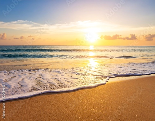 Golden sunset over a tranquil beach