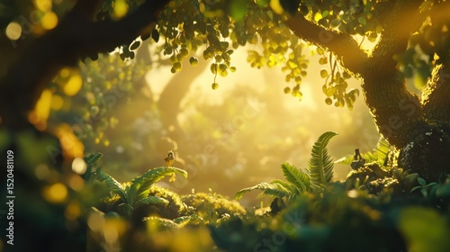 Lush forest sunlight