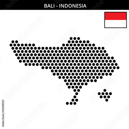 Big hexagonal dotted map of bali in Indonesia