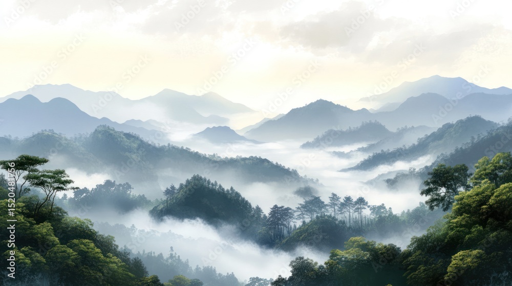 Obraz premium Misty Mountain Range