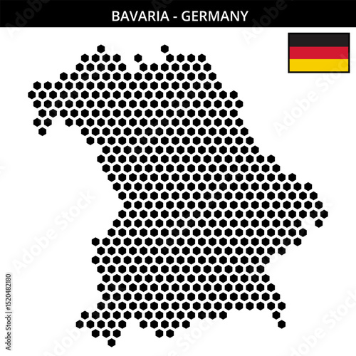 Big hexagonal dotted map of bavaria in Germany