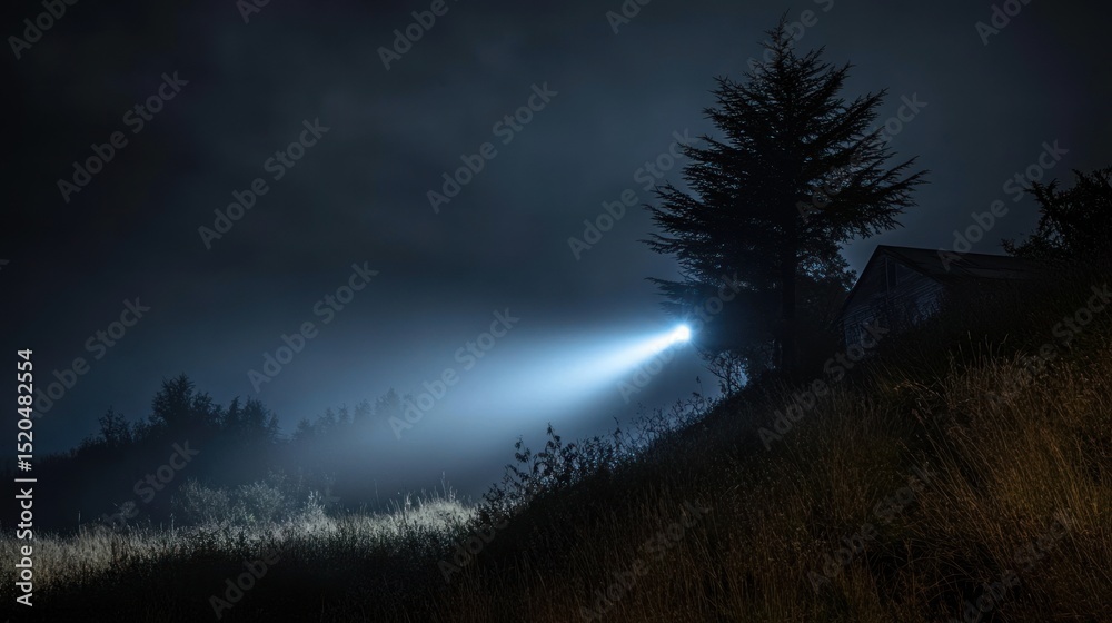 Fototapeta premium Mysterious night, beam of light