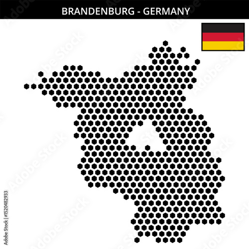 Big hexagonal dotted map of brandenburg in Germany