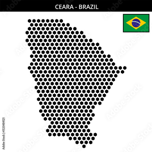 Big hexagonal dotted map of ceara in Brazil