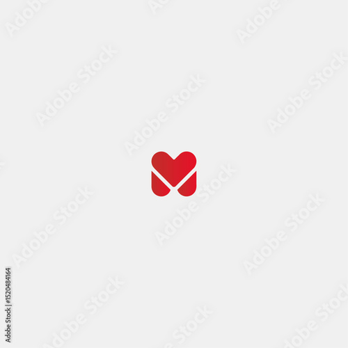 Love M logo icon flat vector design