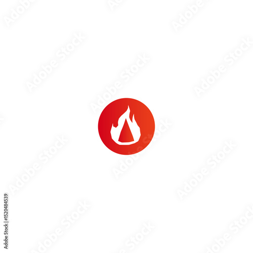 Fire pizza logo icon flat vector design