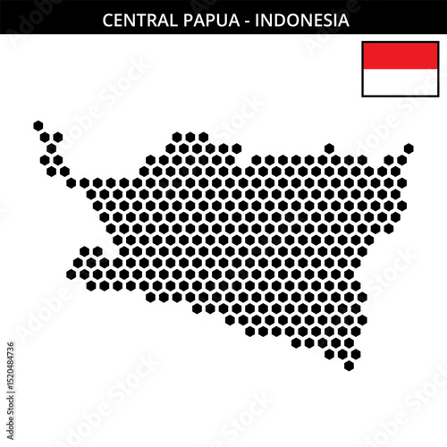 Big hexagonal dotted map of central-papua in Indonesia