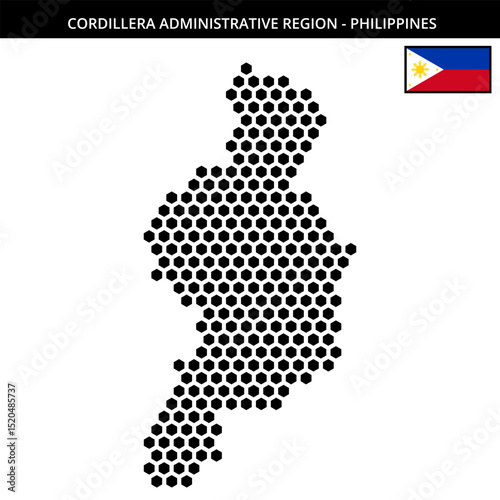 Big hexagonal dotted map of cordillera-administrative-region in Philippines