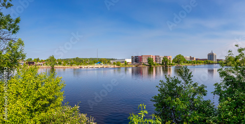 Wausau East Riverfront District in downtown Wausau, Wisconsin along the Wisconsin River,