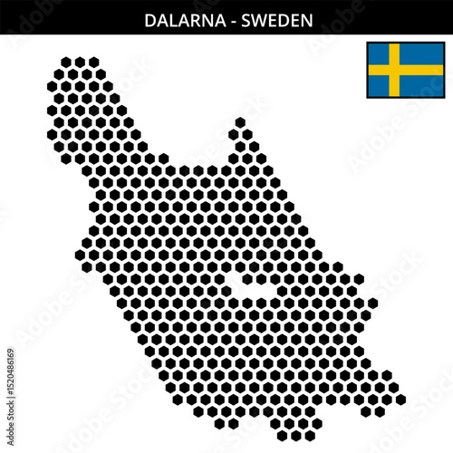 Big hexagonal dotted map of dalarna in Sweden