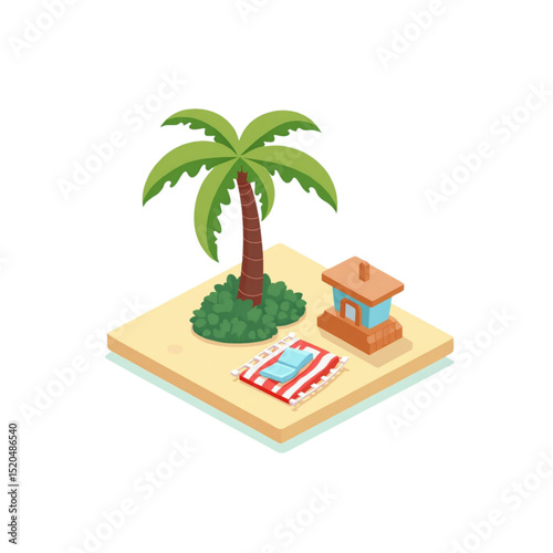 Tropical island with palm tree