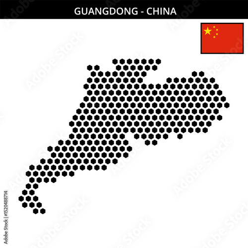 Big hexagonal dotted map of guangdong in China