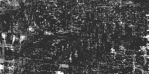 Black and white grunge. Distress overlay texture. Abstract surface dust and rough dirty wall background concept. Worn, torn, weathered effect. Vector illustration, modern background EPS 10.