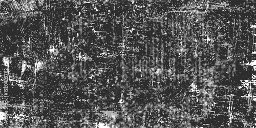 Black and white grunge. Distress overlay texture. Abstract surface dust and rough dirty wall background concept. Worn, torn, weathered effect. Vector illustration, modern background EPS 10.