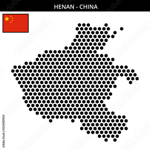 Big hexagonal dotted map of henan in China
