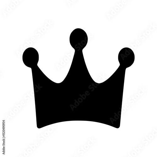 Minimal black crown silhouette icon with three rounded points on a white background.	