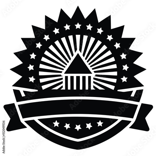 Vintage american style icon featuring federal building and ribbon banner.
