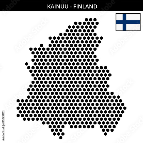 Big hexagonal dotted map of kainuu in Finland