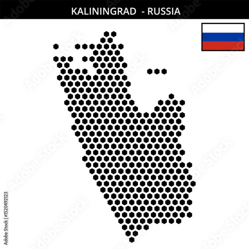 Big hexagonal dotted map of kaliningrad of -russia