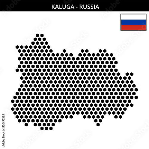Big hexagonal dotted map of kaluga in Russia