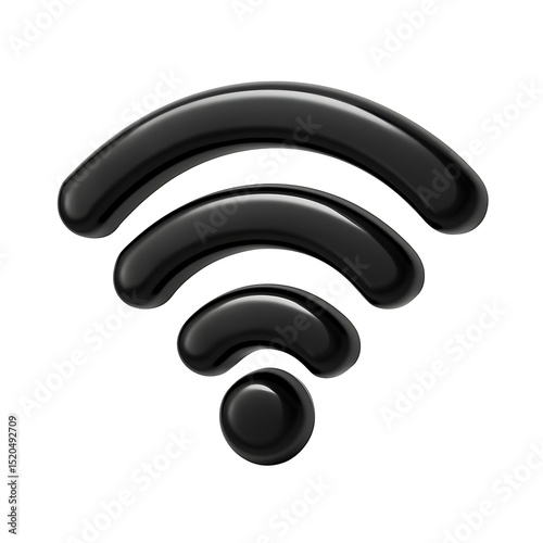 black wi-fi icon, wireless network symbol isolated on white background photo