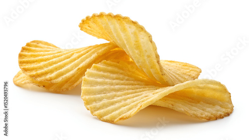 “Golden ridged chips collection on white background, perfect for food branding, packaging design, and ecommerce visuals.”

