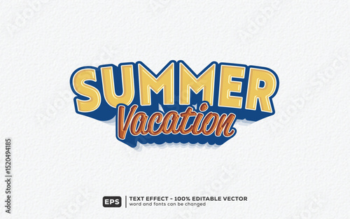 Summer Vacation 3D Cartoon Editable Text Effect | Premium Font Template