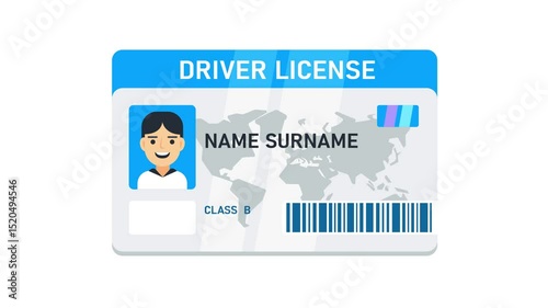 Driver license card with and without photo and green screen background