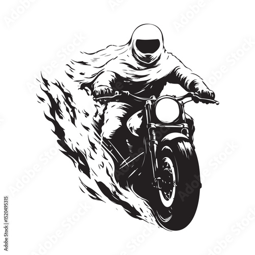 Ghost Rider Vector Images. Horror ghost rider Vector illustration on white background.
