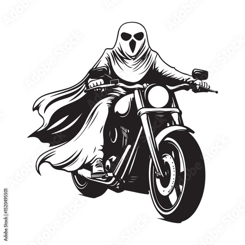 Ghost Rider Vector Images. Horror ghost rider Vector illustration on white background.