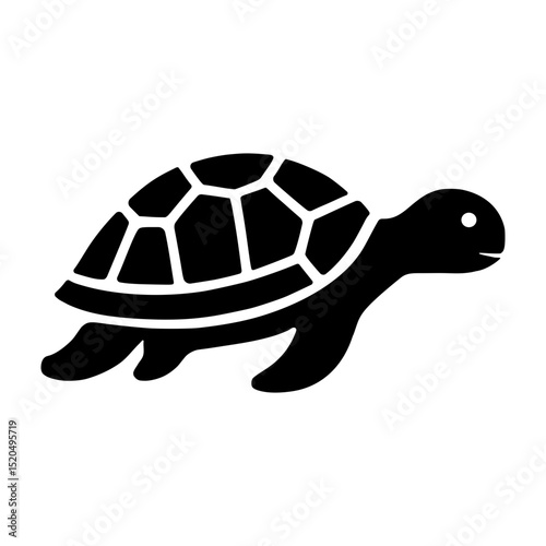 Side view turtle icon — clean black vector silhouette with natural limb shape