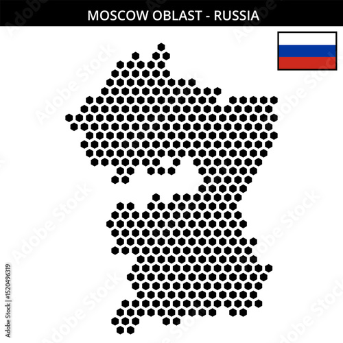 Big hexagonal dotted map of Moscow-Oblast in Russia